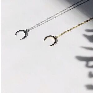 Crescent moon necklace in Silver.